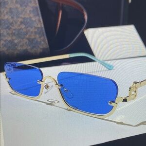 Stylish Blue and Gold Sunglasses